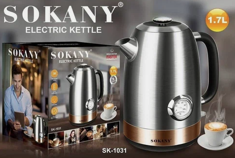 Чайник электрический / металлический с термометром / SOKANY SK-1031 - фотография № 4
