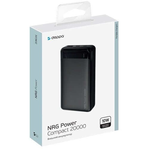 Портативное зарядное устройство Deppa NRG Station 20000mAh 10W 2 USB LED Индикатор черный 158000₽