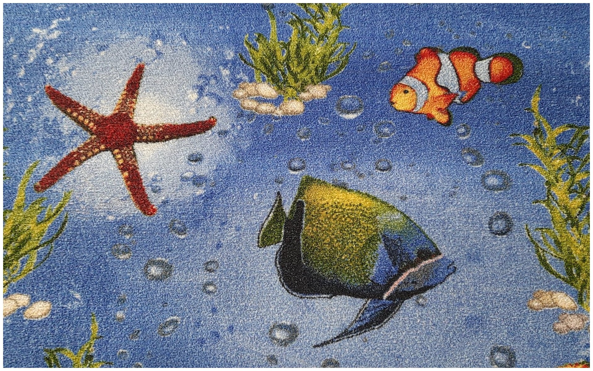 Ковровая дорожка на войлоке, Витебские ковры, с печатным рисунком, 1124, рыбы, детская, разноцветная, 1*2 м - фотография № 4
