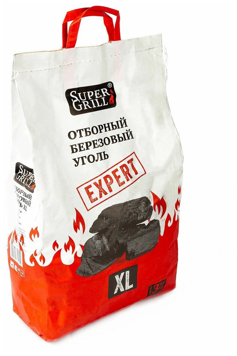 Уголь березовый отборный SuperGrill XL, 3кг