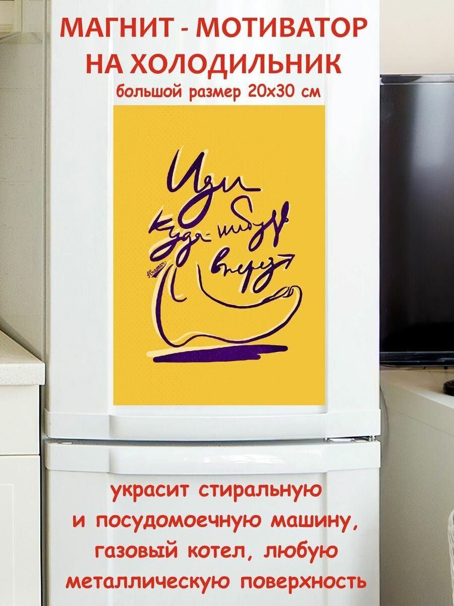 Прикольный подарок, иди куда-нибудь вперёд мотивация магнит гибкий на холодильник 20 на 30 см