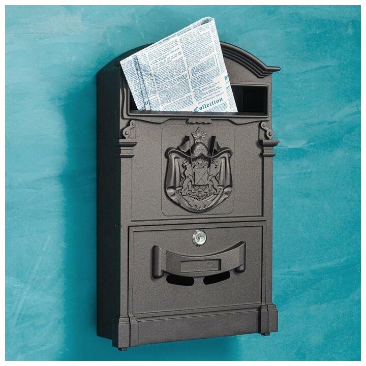 Почтовый ящик с замком уличный металлический для дома №4010 черный, Аллюр - фотография № 7