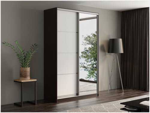 Изображение товара Шкаф купе Матэрна для одежды венге / белый / + зеркало, 160 х 58 х 240 см