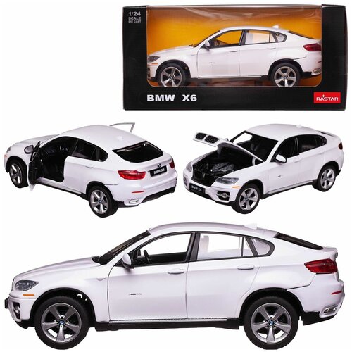 фото Машина металлическая 1:24 scale bmw x6, цвет белый, двери и капот открываются rastar