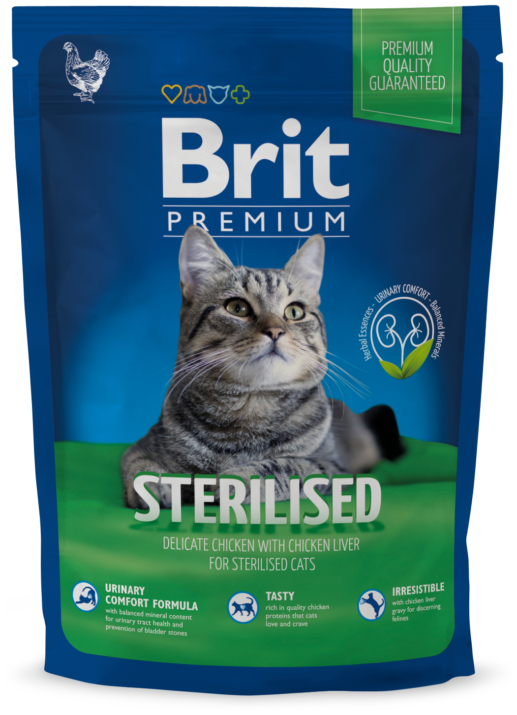 Brit Premium Cat Sterilised для стерилизованных кошек и кастрированных котов Курица, 800 г.