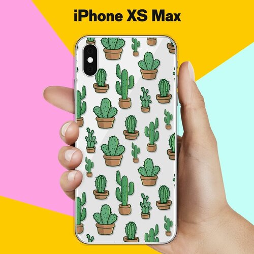 Силиконовый чехол Кактусы на Apple iPhone Xs Max силиконовый чехол кактусы для iphone xs max прозрачный айфон xс макс