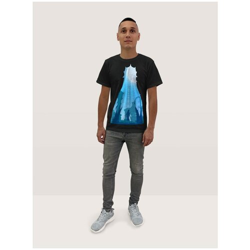 фото Футболка мужская черная из хлопка игры геншин импакт розария genshin impact - 40014 будь на стиле