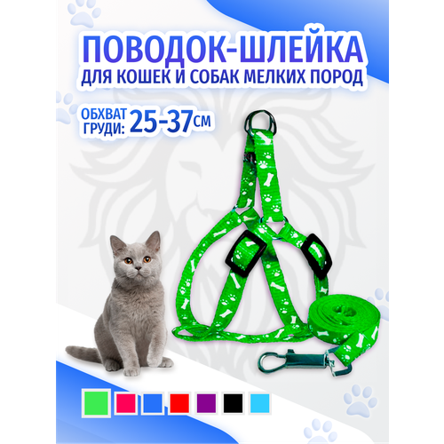 Поводок для кошек / Шлейка для кошек / Поводок зеленый