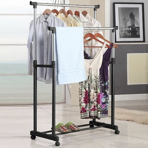 Напольная вешалка Напольная вешалка для одежды Вешалка напольная - рейл раздвижная двойная 1000₽