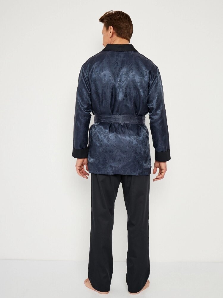 Халат мужской с брюками "Хефнер", цвет синий, размер 52 - фотография № 10