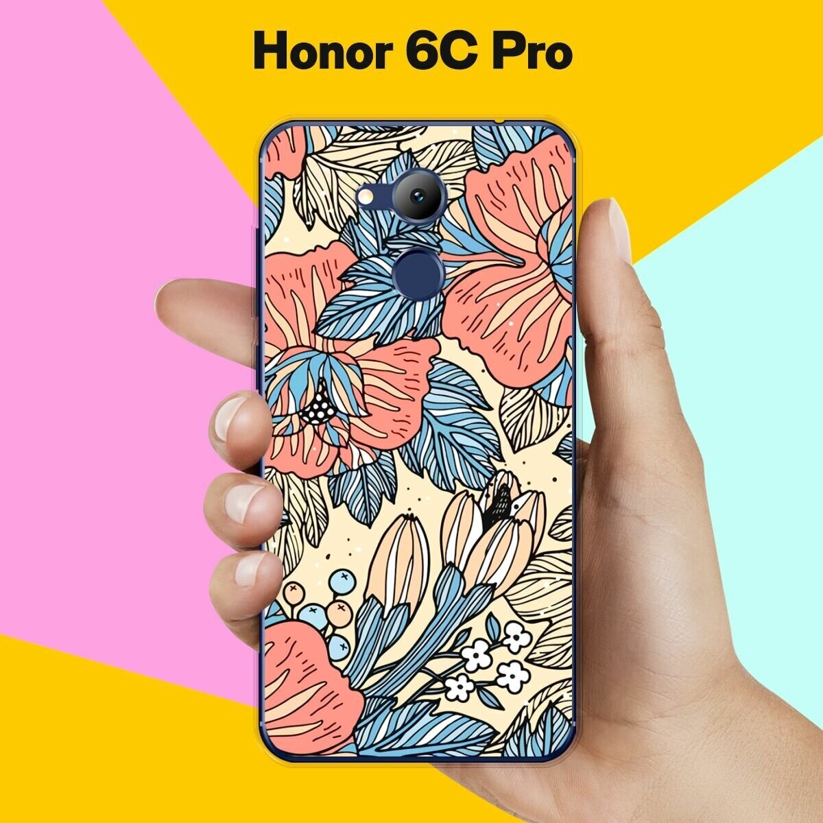 Силиконовый чехол на Honor 6C Pro Цветочки / для Хонор 6Ц Про