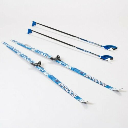 лыжный комплект stc с креплениями 75 мм с палками 190 wax brados xt tour blue Лыжный комплект Stc с креплениями 75 мм с палками 190 STEP Brados XT TOUR Blue