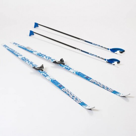 Лыжный комплект Stc с креплениями 75 мм с палками 190 STEP Brados XT TOUR Blue
