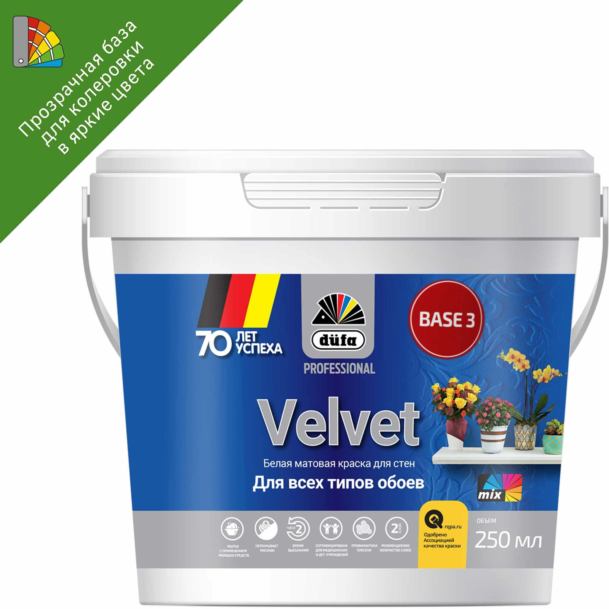 фото Краска для колеровки для обоев Dufa Pro Velvet прозрачная база 3 250 мл