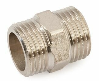 фото Ниппель 1/2"-1/2", General Fittings 2600 00, резьба-резьба, нар, латунь (никель)