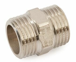 Ниппель 1/2"-1/2" General Fittings 2600 00 резьба-резьба нар латунь (никель)