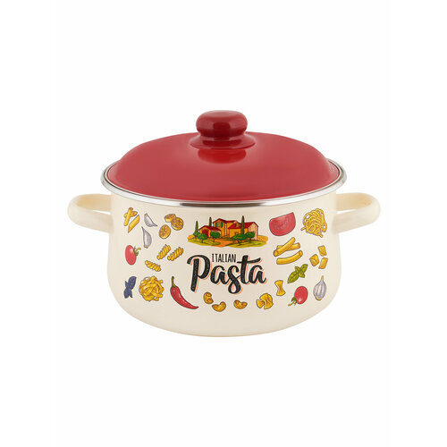 Эмалированная кастрюля с крышкой 4 л