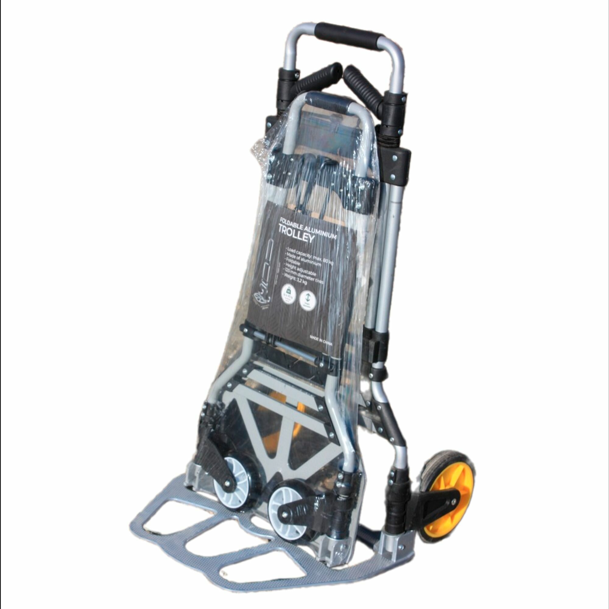 фото Тележка SunGrass хозяйственная грузовая складная на колесах до 80 кг черная