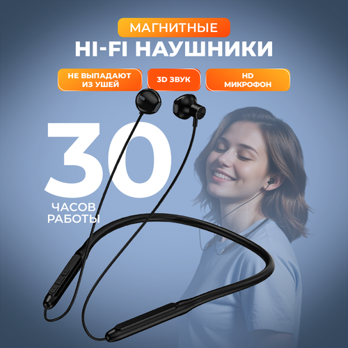 Наушники беспроводные Bluetooth 53 WALKER WBT-23 с микрофоном и управлением громкости для спорта игровая гарнитура для телефона черные 161800₽