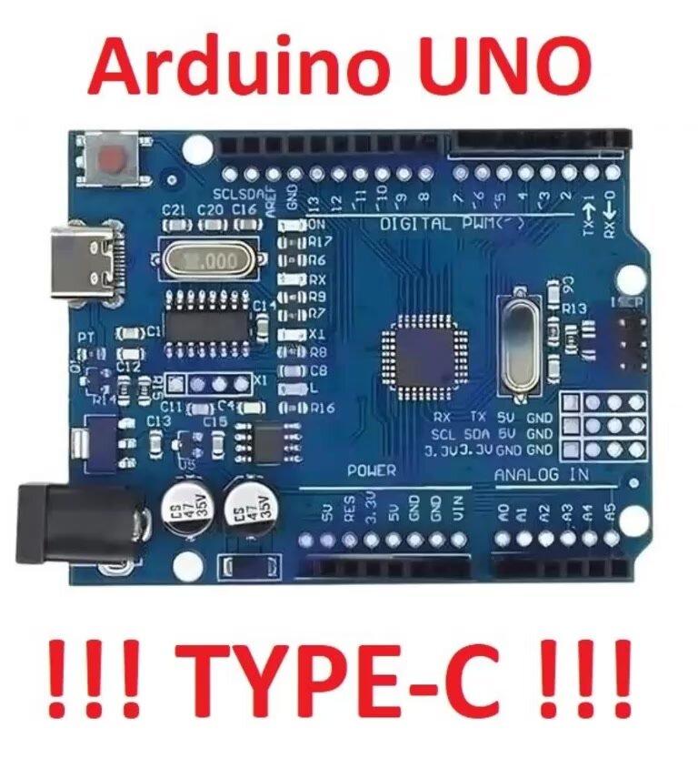 Контроллер плата Arduino UNO R3 CH340G Type-C — фото 1