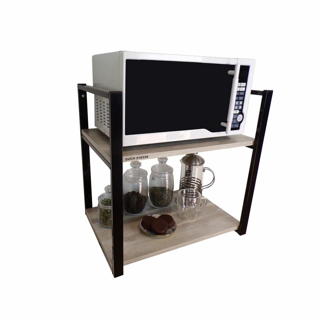 Кронштейн для микроволновки, 54 см, черный MAIMA-216339, две полки 35х60 см, лофт