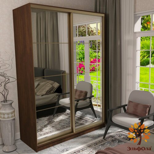 Изображение товара Шкаф-купе ЭльфОла "Квадро" 180*60*220 см, венге, фасады зеркало