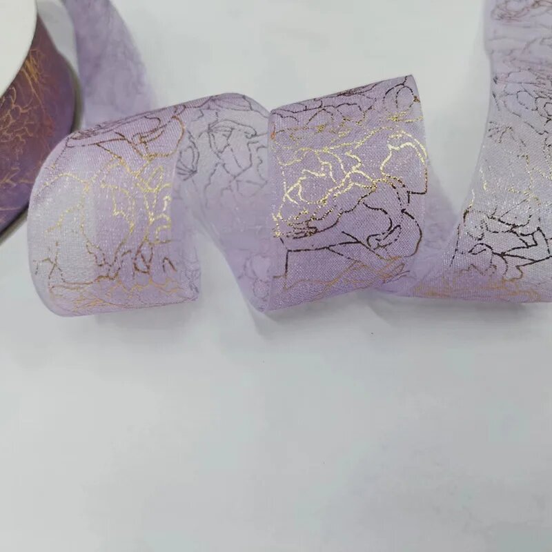 Лента фосисимэнг 4 ярда полиэстер/хлопок 2.5см Сиреневый Светло-фиолетовый