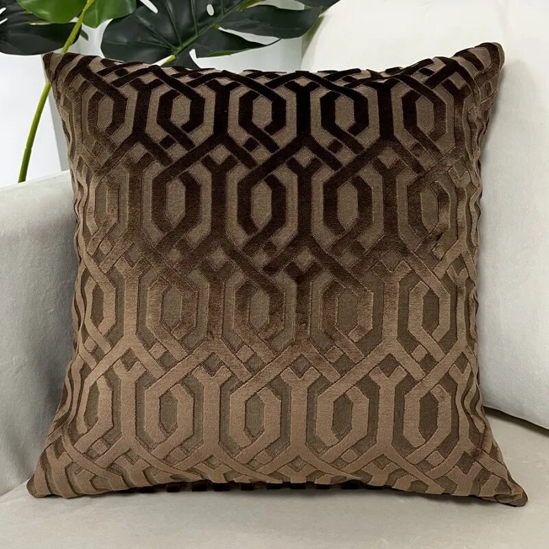 Бархатная геометрическая наволочка для дивана 43x43 см