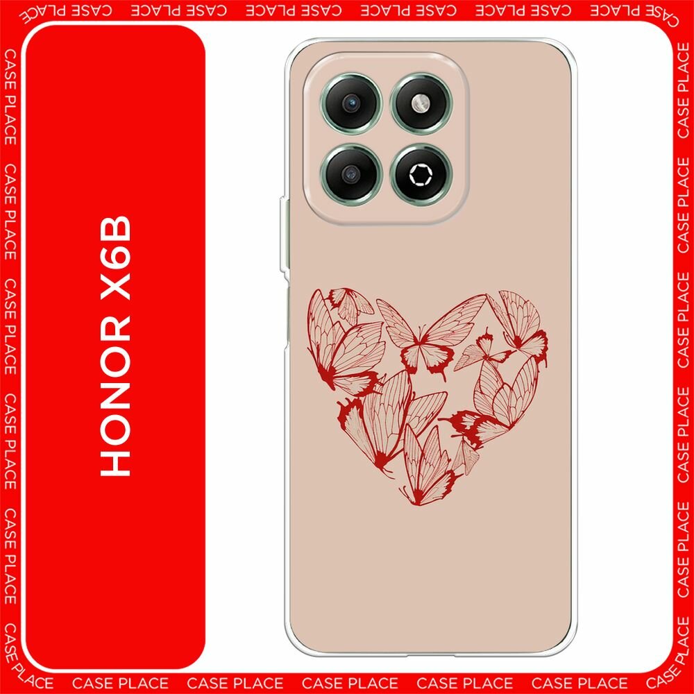 Чехол на Honor X6b / Хонор X6b с принтом "Сердце из бабочек - 14 февраля"