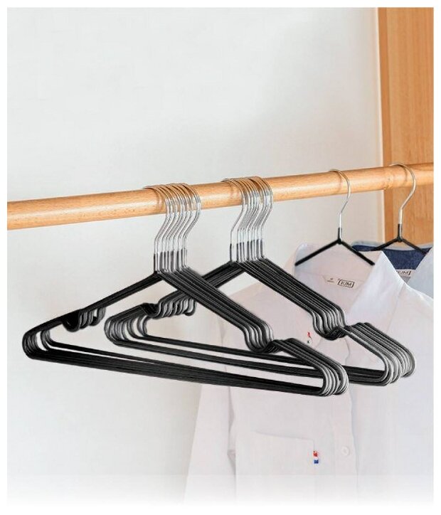 Вешалки-плечики для одежды металлические( обрезиненные), цвет: белый, 10 шт. L=40 см - фотография № 5