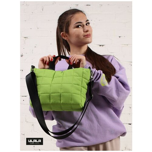 фото Сумка мессенджер ulala, фактура стеганая, зеленый