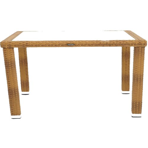 Стол обеденный садовый Konway Panama 140х80, ротанг, стекло, алюминий, цвет табак