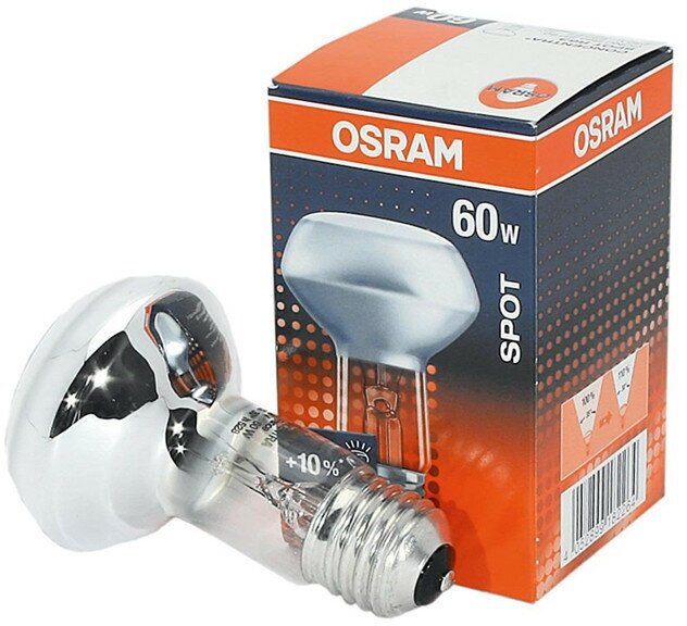 Лампа накаливания osram 60вт e27 2700k 230в рефлектор r63