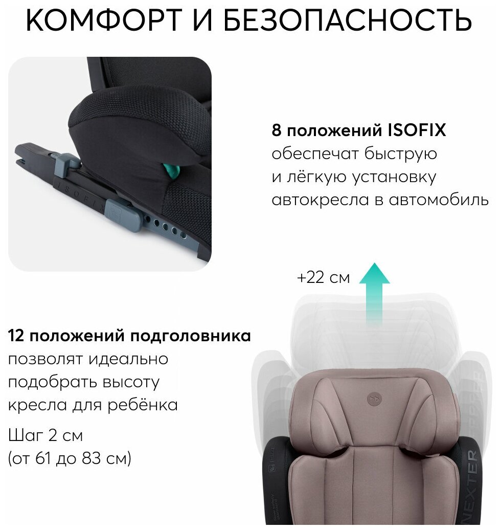 Автокресло детское Happy Baby с креплением Isofix Nexter группы 2/3 15-36 кг рост 100-150