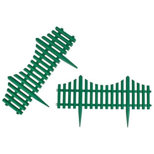 Ограждение декоративное, 30 х 300 см, 5 секций, пластик, зеленое