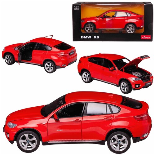 Машина металлическая 1:24 scale BMW X6, цвет красный, двери и капот открываются