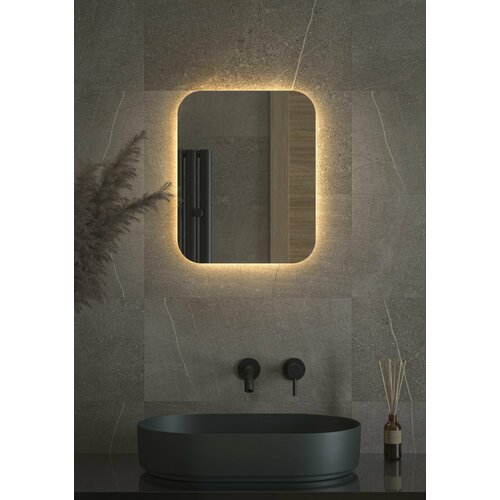 Зеркало прямоугольное с LED-подсветкой настенное OPTI DEFESTO 40x50 см, для гостиной, прихожей, спальни, кабинета и ванной комнаты, DF 2811