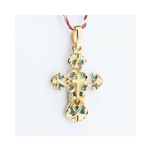 Крестик Анастасия, серебро, 925 проба, золочение, эмаль, размер 10 см.