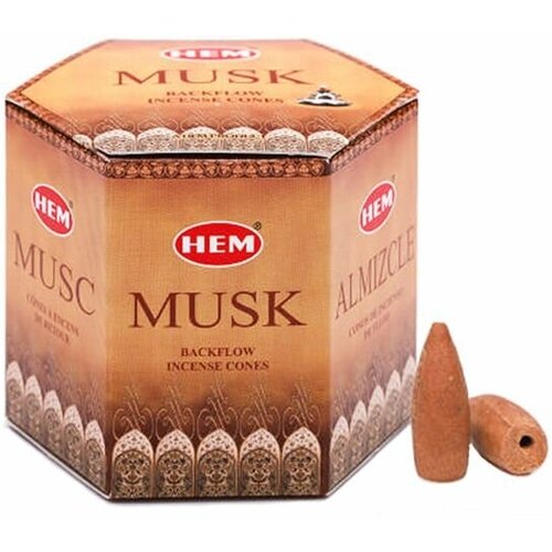 MUSK Backflow Incense Cones, Hem (муск благовония пуля стелющийся дым, Хем), уп. 40 конусов.