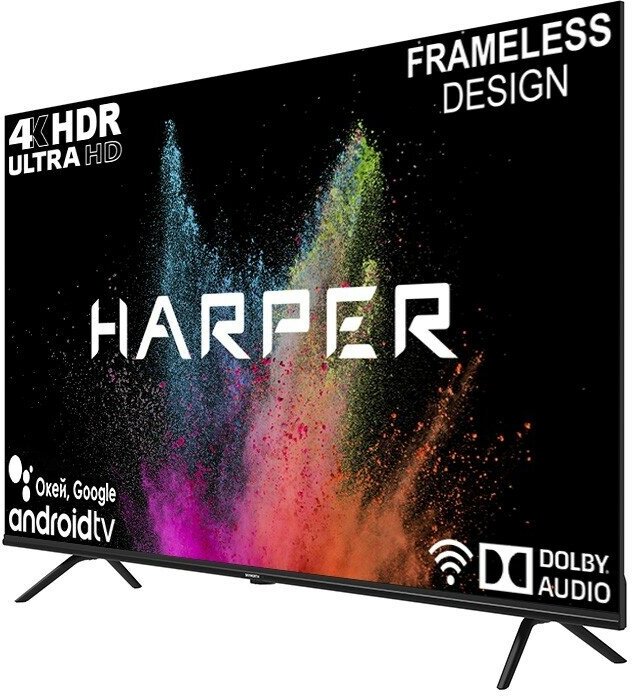 Телевизор Harper 55U770TS (54.6"/3840x2160/HDMI, USB/DVB-T2/WiFi/SmartTV/-/Черный UHD 4K)