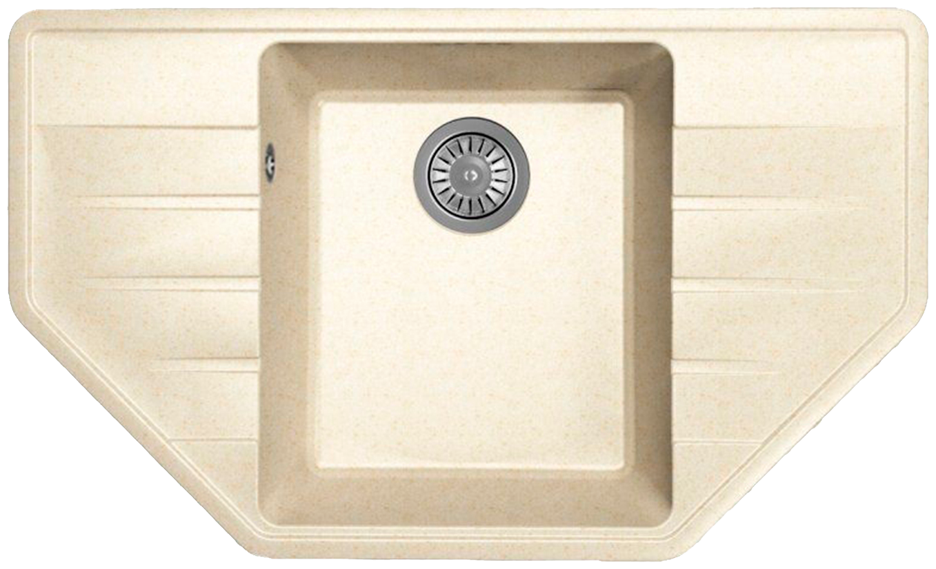 Мойка для кухни врезная каменная Dr. Gans Smart ИРИС-800, цвет латте, с крылом, угловая, 800х480х197 мм / раковина для кухни
