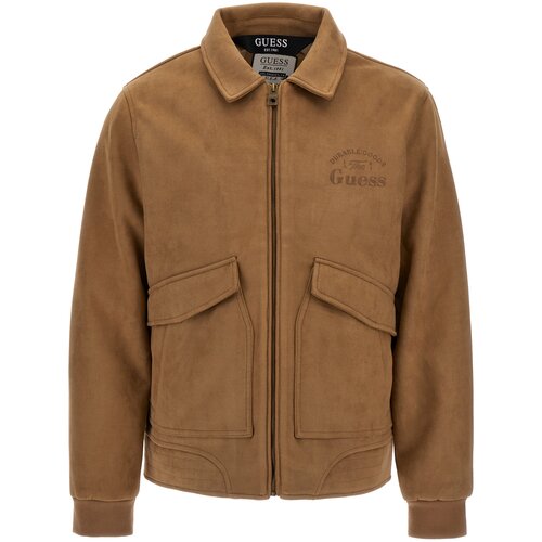 фото  куртка guess демисезонная, карманы, манжеты, размер 54/xxl, коричневый
