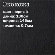 Искуственная кожа черная матовая / кожзам / экокожа отрез 145х100см