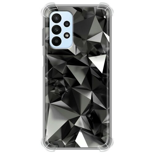 Дизайнерский силиконовый с усиленными углами чехол для Самсунг А23 / Samsung Galaxy A23 Черные кристаллы