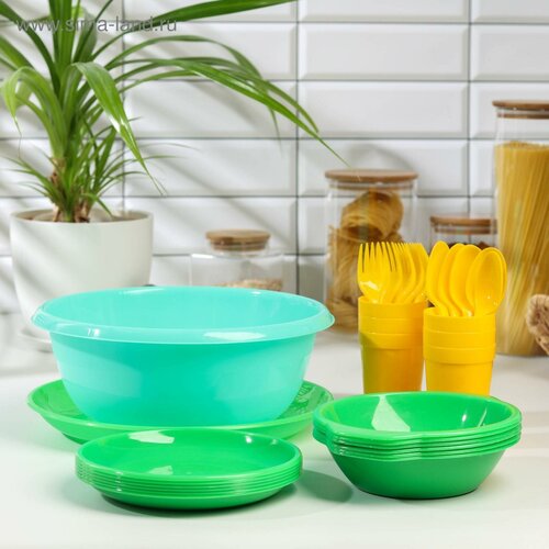 Набор посуды Альт-Пласт «Всегда с собой», на 6 персон, 32 предмета набор на лужайке на 6 персон 32 предмета