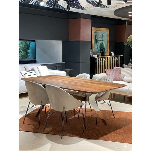 Стол обеденный Orix Tokyo/металл, МДФ, шпон/коричневый, серебристый/220x100x76 см