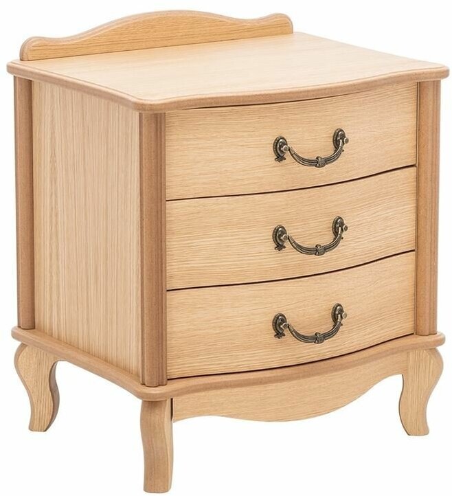 фото Тумба прикроватная Джульетта с 3 ящиками деревянная светлый дуб