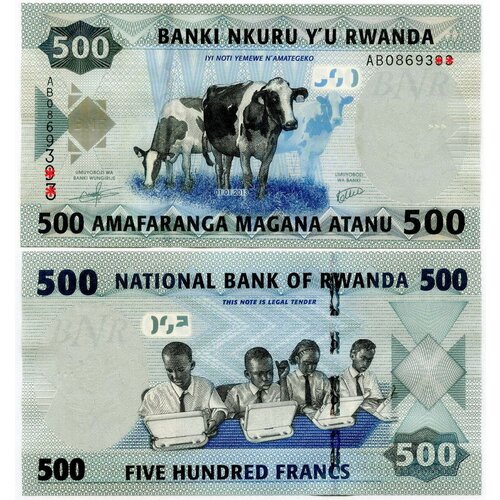 Банкнота Руанда 500 франков 2013 год AB0869389. UNC банкнота конго 200 франков 2007 год unc