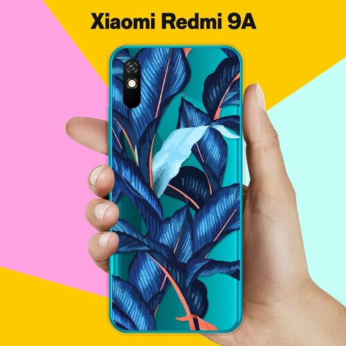 Силиконовый чехол Синие листья на Xiaomi Redmi 9A силиконовый чехол на xiaomi redmi 5 сяоми редми 5 фон соты синие