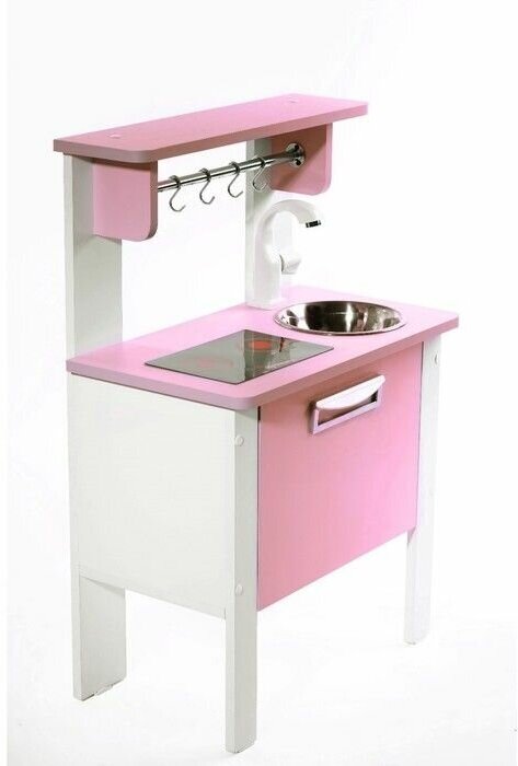 Игровая мебель "Детская кухня SITSTEP Элегантс", с имитацией плиты (наклейка), розовые фасады
